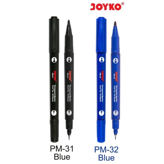 

2in1 Spidol Permanent Pen Joyko Hitam Biru Menulis Dikaca Plastik Bagus Murah