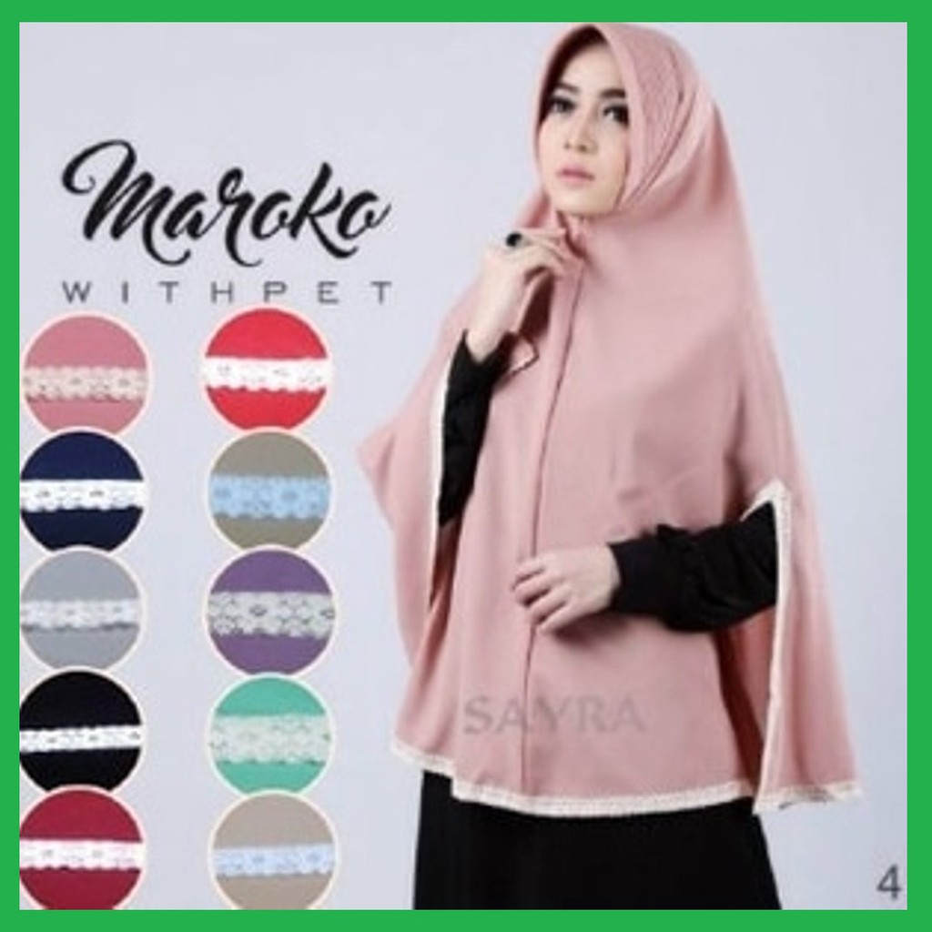 Khimar Maroko Withpet Jilbab Instan Syari Maroco Hijab Kimar Instan Marocco Pet Kerudung Dusty Pink