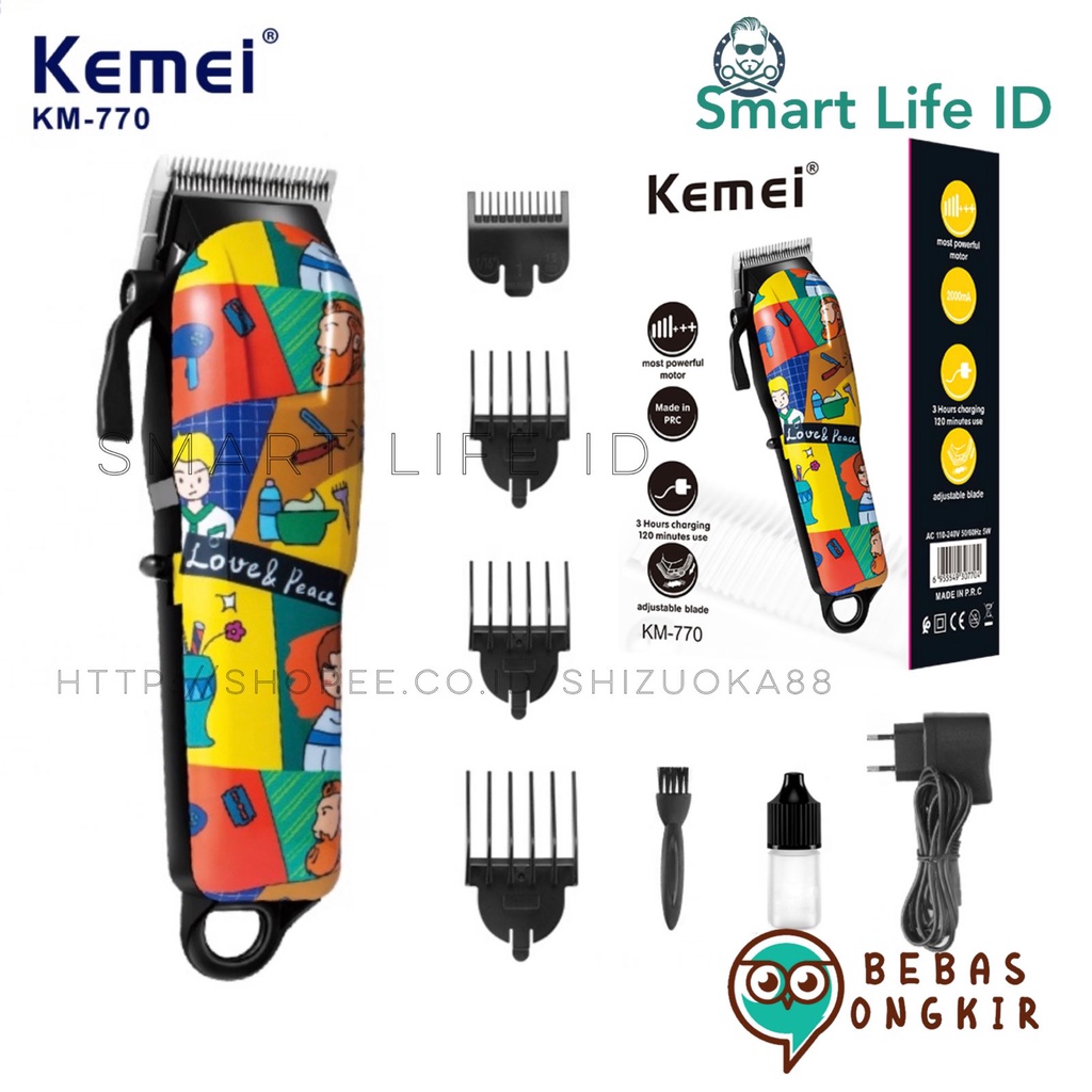 Alat Cukur Rambut Kemei KM-770 Hair Clipper Professional Graffiti Maker Art Electric Mesin Cukuran KM 770