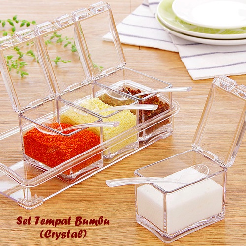 Tempat Bumbu Dapur Cristal Transparant Kitchen - Crystal Seasoning Box