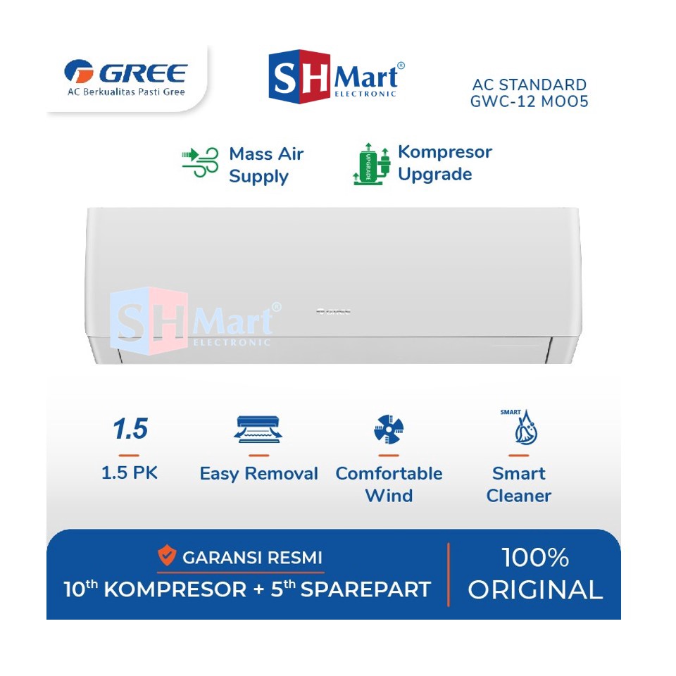 AC GREE 1 1/2 PK 1,5 PK GREE GWC-12MOO5S NEW SERIES GARANSI RESMI (MEDAN)