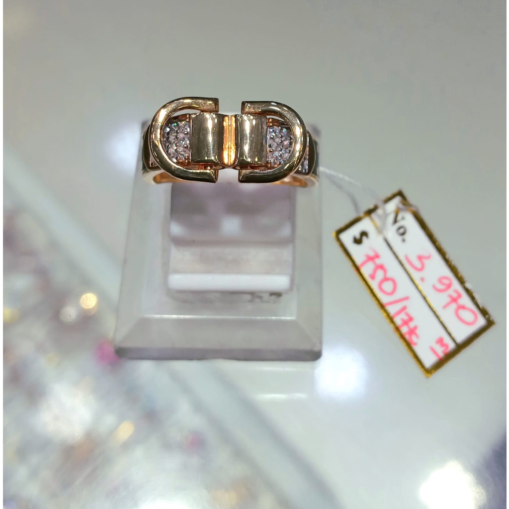 Cincin Emas Fashion Zircon Kadar 75% 3.97 Gram Size 13