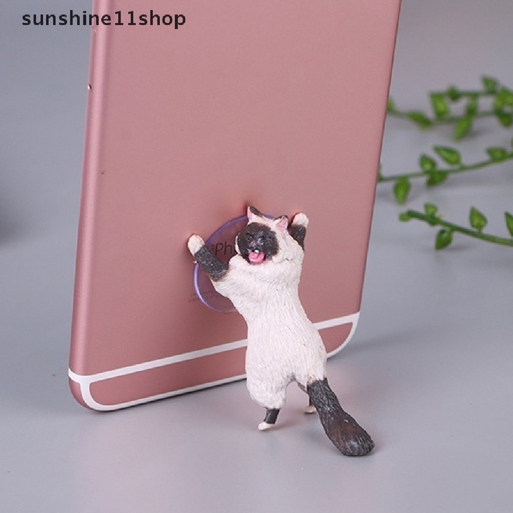 Sho Stand Holder Handphone / Tablet Bentuk Kucing Lucu Dengan Suction Cup