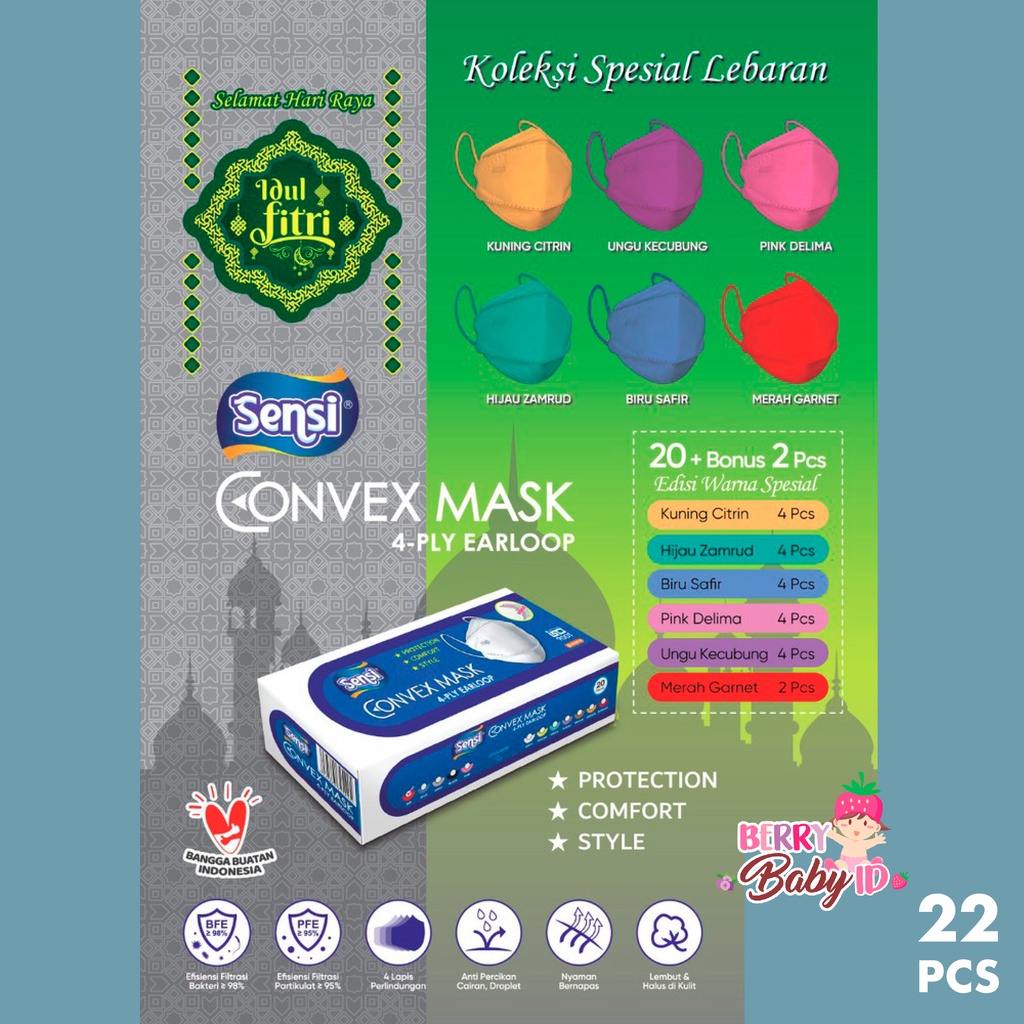 Sensi 20 Pcs 4D Convex Mask 4 Ply Masker Earloop Masker Medis Box Berry Mart