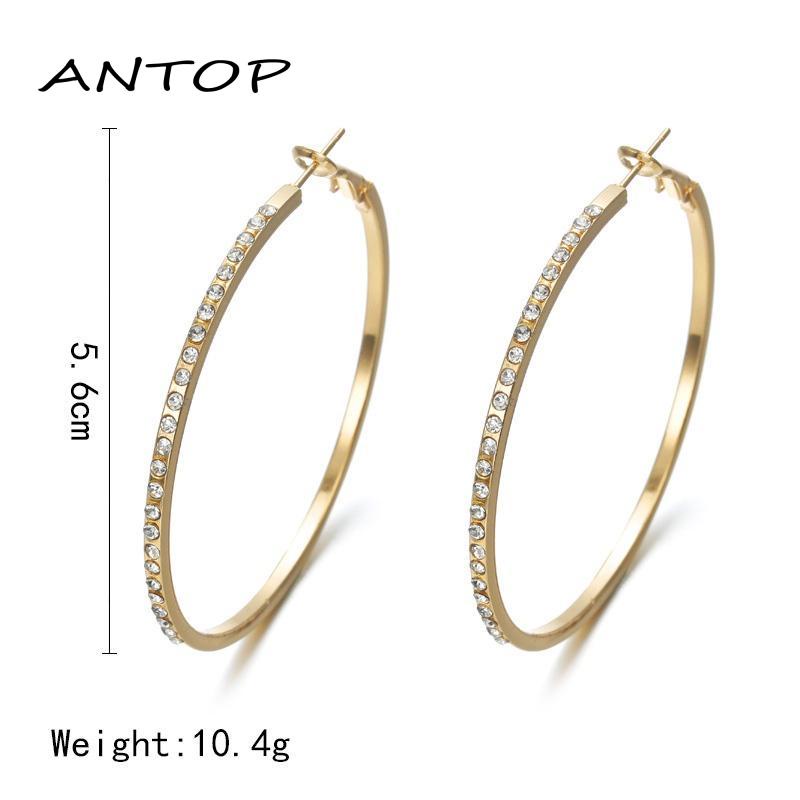 Anting Bentuk Geometris Aksen Berlian Bahan Alloy Gaya Retro