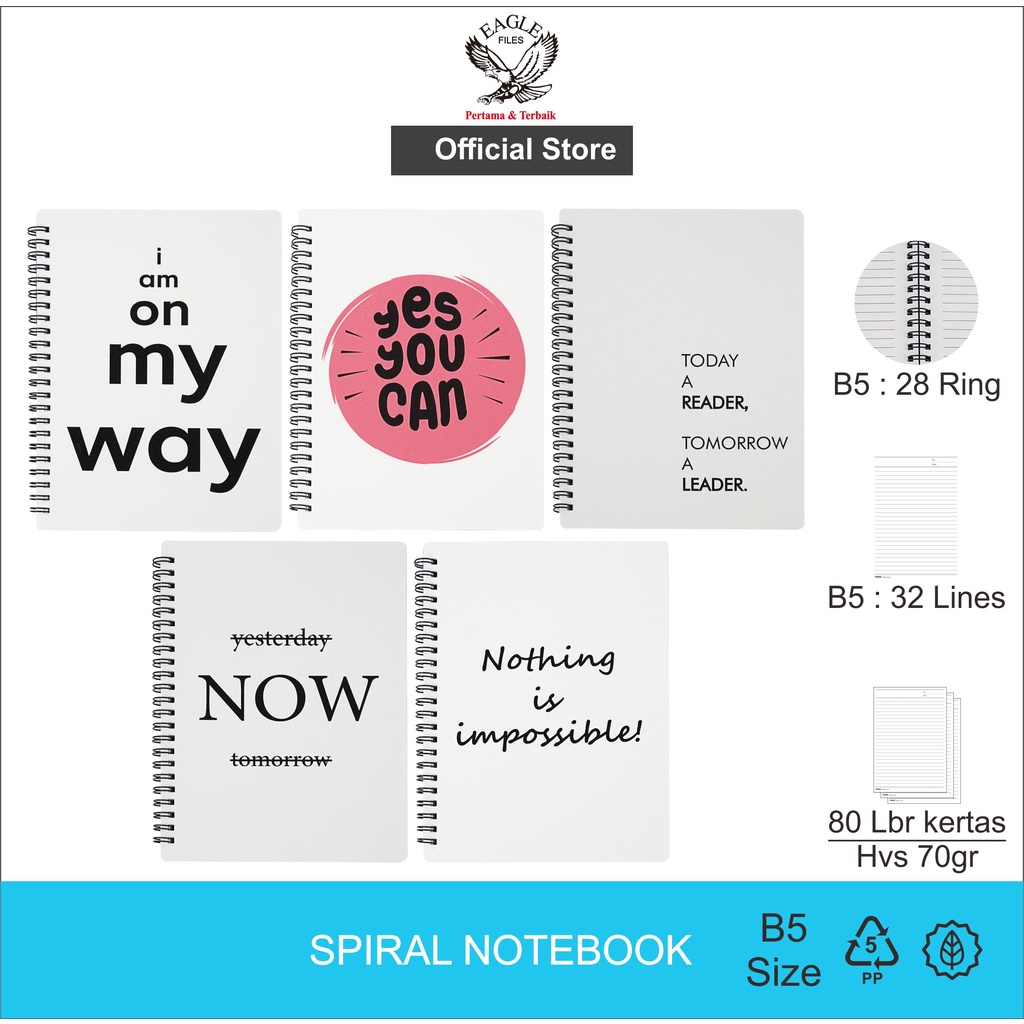 

Notebook Spiral TOMEX A5~B5 / Buku Tulis / Buku Catatan / Diary Notebook Spiral Isi 80 Lembar Kertas