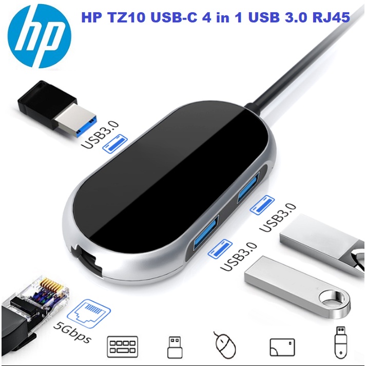 Dock Adapter HP TZ10 USB-C 4 PORT GLOSSY HUB USB 3.0 RJ 45 Multiport