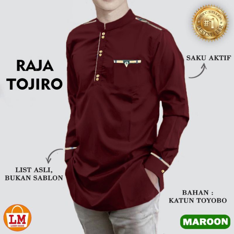 BAJU LEBARAN BAJU KOKO PRIA LENGAN PANJANG MUSLIM QURTA RAJA TOJIRO