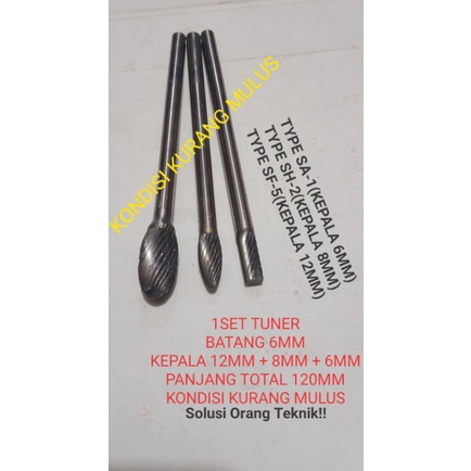 1SET TUNER BATANG 6MM  CUNER BOR TUNER CARBIDE KEPALA 12MM KEPALA 8MM KEPALA 6MM BOR CARBIDE BOR POR