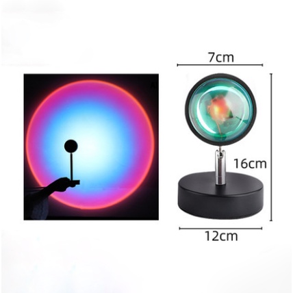 Sunset lamp Lampu Tidur Proyektor Led Motif Matahari Terbenam Warna Pelangi Kamar Tidur-Rainbow-16cm