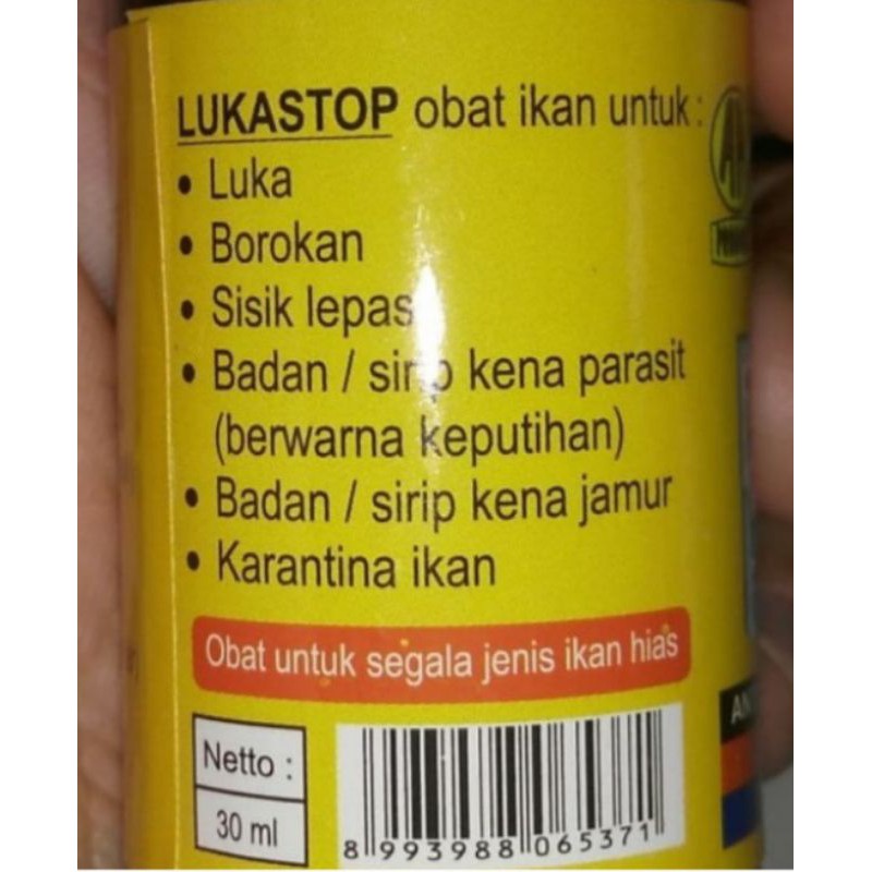 LUKASTOP/Obat luka ikan kemasan 30ml