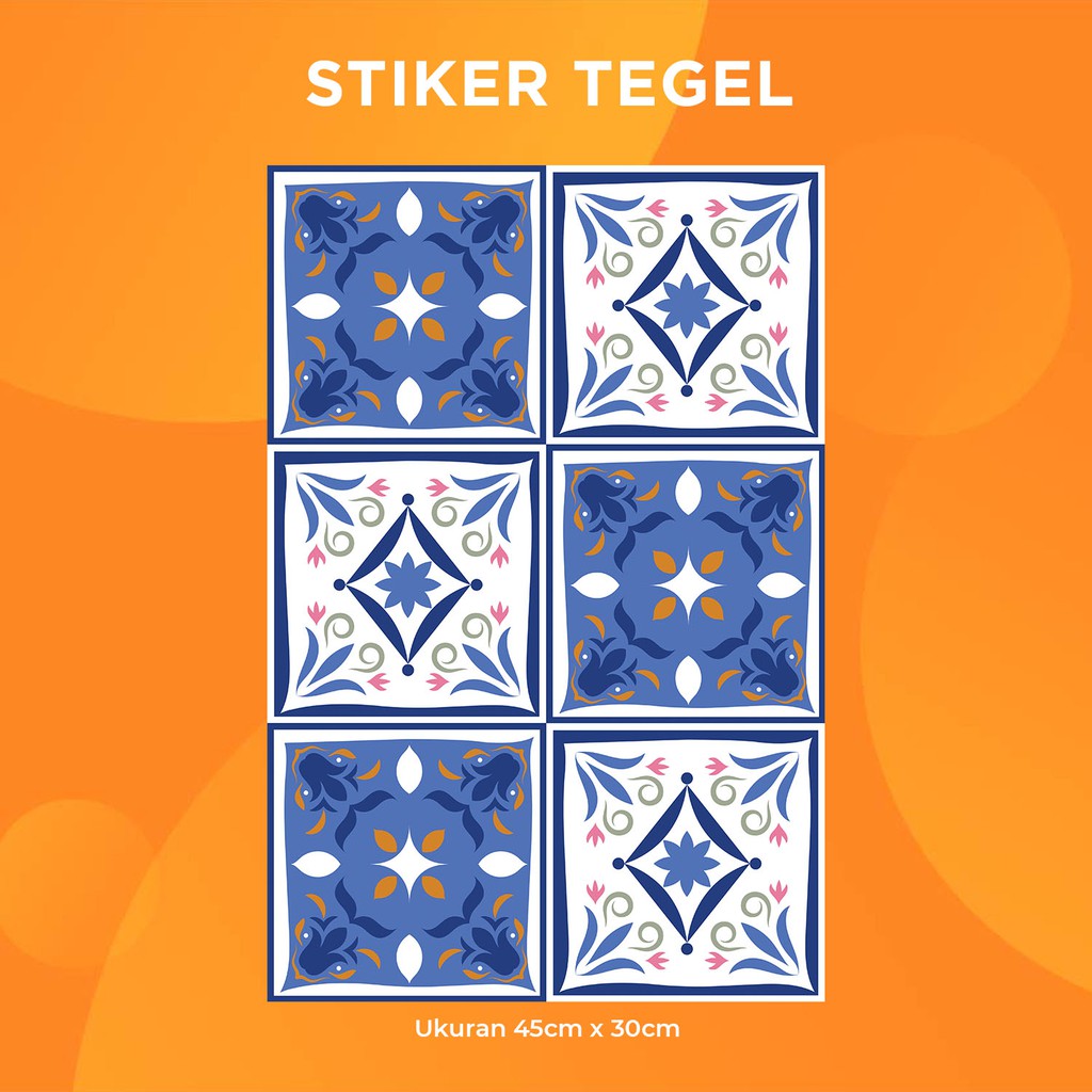 [BM Stiker Tegel] Biru Putih / STIKER DINDING / STIKER KERAMIK / STIKER LANTAI