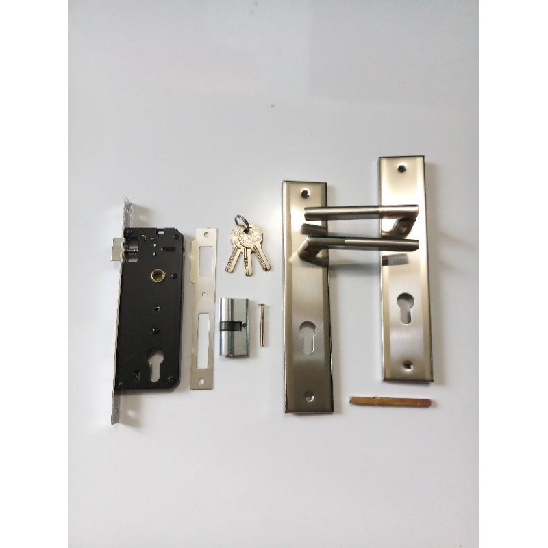 HANDLE BESAR SET MINIMALIS KOTAK SAMPING PUTIH / GAGANG KUNCI PINTU RUMAH