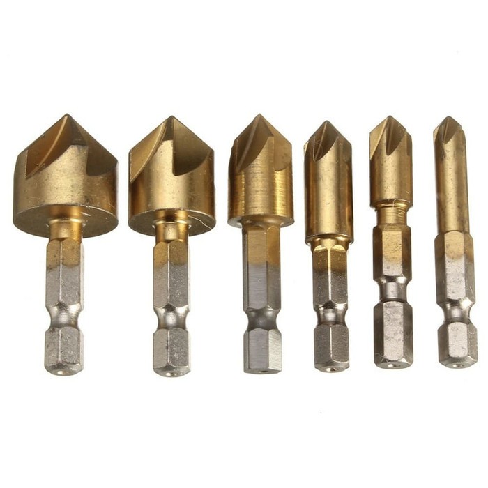 Mata Bor 6pc Flute Chamfer Countersink Drill Bit HSS Titanium *MB26