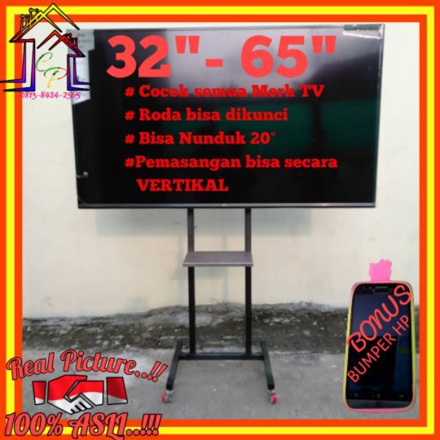 TERLARIS NO#1  Bracket Tv Standing 24 32 40 42 43 50 55 60 65 INCH UNIVERSAL 24&quot; S/D 65&quot; Roda COCOK BANYAK MERK TV