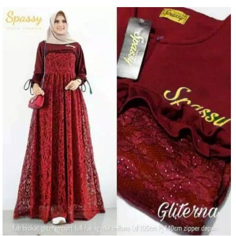 TERLARIS Ashanty Gown baju pesta Brokat Tabur mutiara velvet