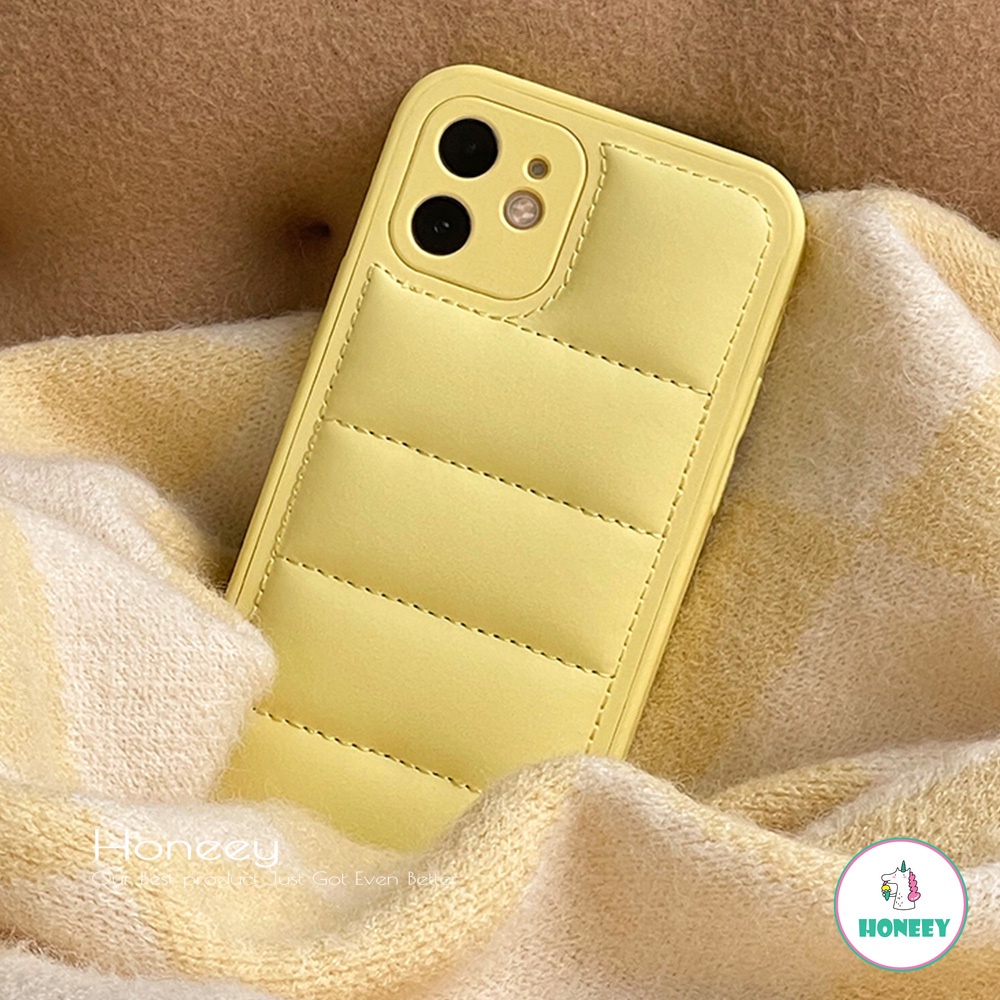 Soft Case TPU Tebal Shockproof Motif Jaket Down 3D Kuning Untuk IPhone 14 13 12 11 Pro Max X XS XR 8 7 Plus