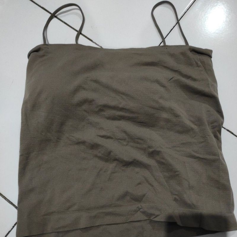 Tank Top Bra  Busa Basic Wanita Panjang / Tanktop Square Tali Spaghetti Premium-Basic Coklat