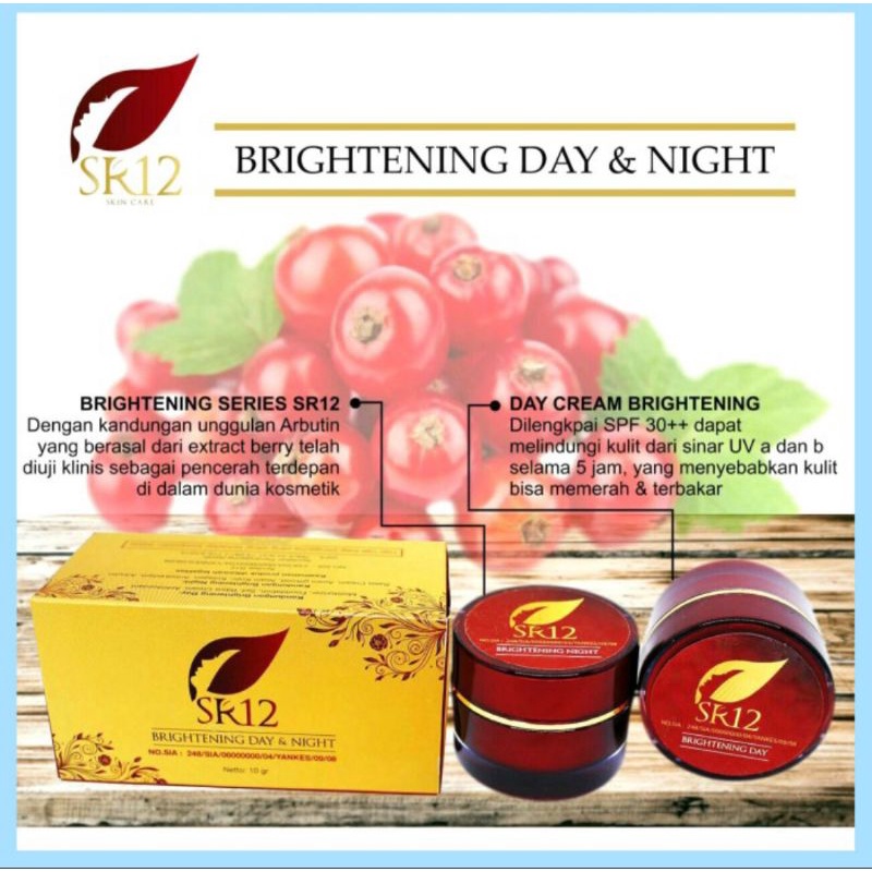 BRIGHTENING CREAM SERIES SR12 SKINCARE GLOWING BERSIH CERAH -KRIM PENCERAH/ KRIM PENGHILANG FLEK/ DAILY CREAM/ KRIM SIANG MALAM/ BRIGHTENING CREAM SR12 BPOM/ PERAWATAN UNTUK KULIT NORMAL