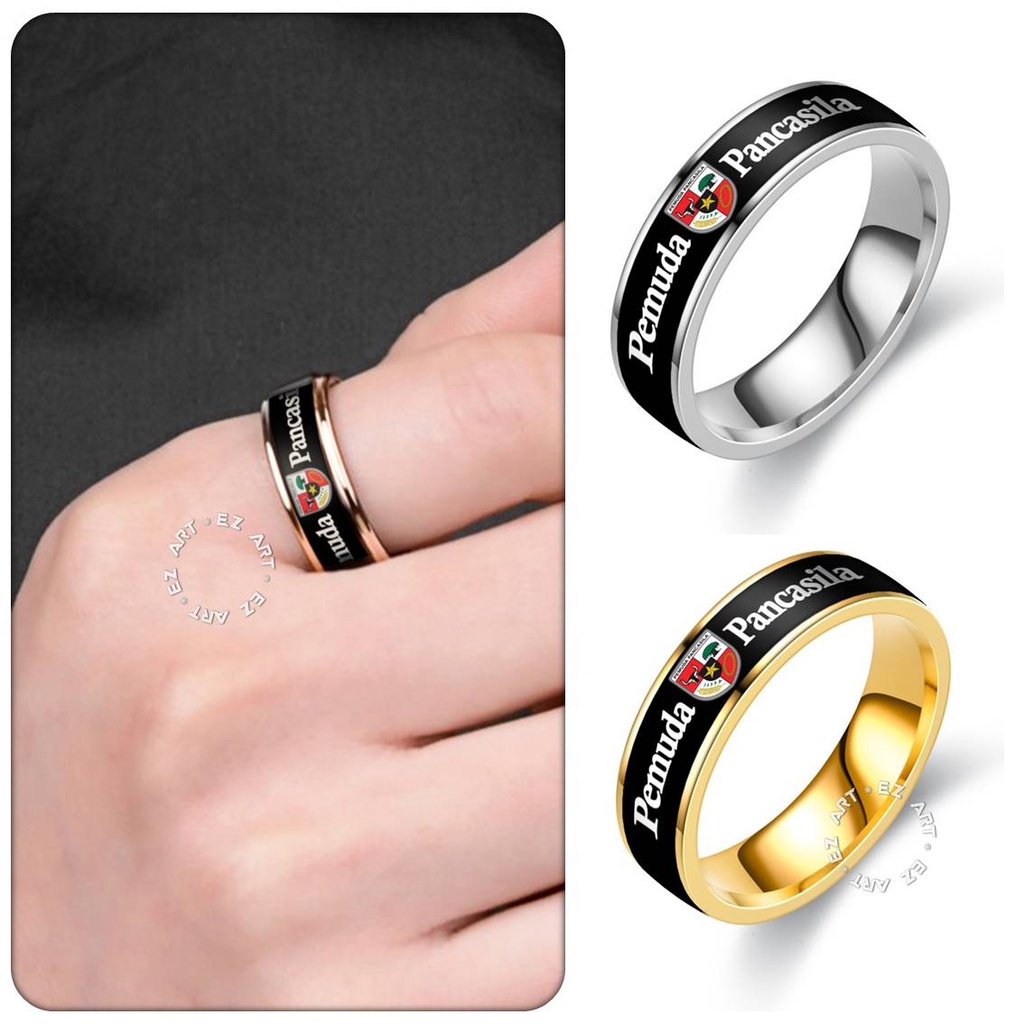 CINCIN SIMPLE CUSTOM TEMA ORGANISASI PEMUDA PANCASILA PP TITANIUM STAINLESS ANTI KARAT