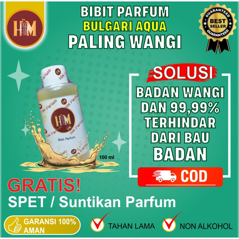 Bibit Perfume | Biang HM PARFUM BULGARI AQUA | non alkohol isi ulang refill | refil tahan lama murah