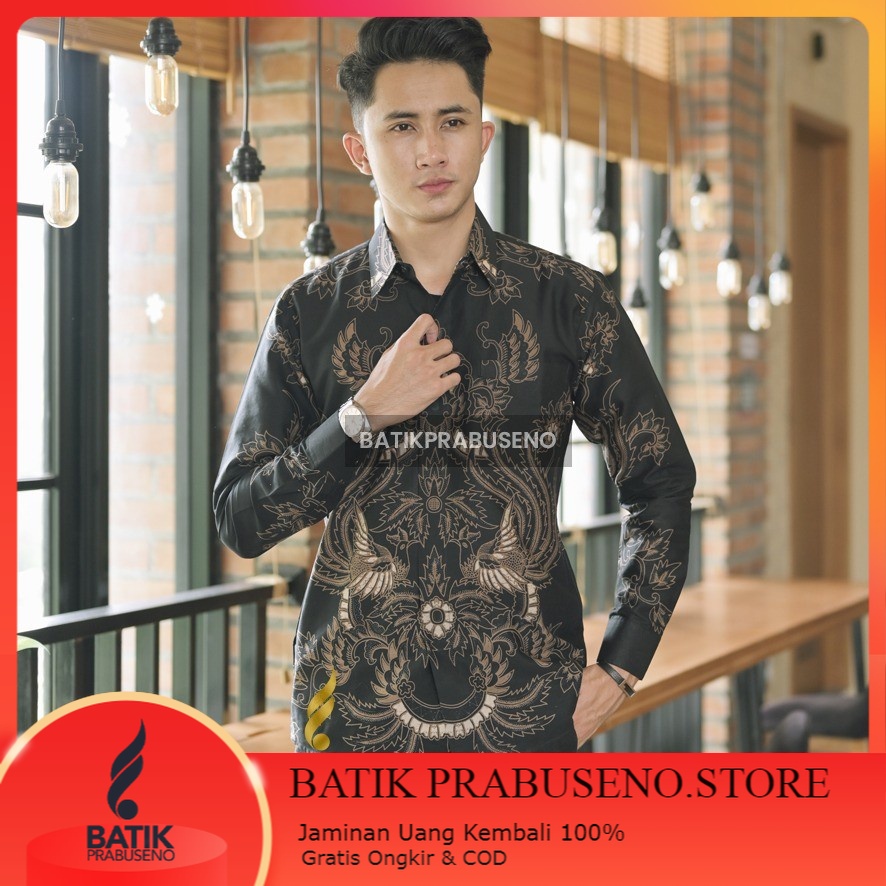 WIRASANA Batik Pria Slimfit Lengan Panjang Original Prabuseno Hem Atasan Cowok Anak muda Dewasa Full