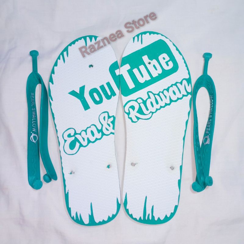 Sandal swallow ukir handmade bisa custom nama gambar