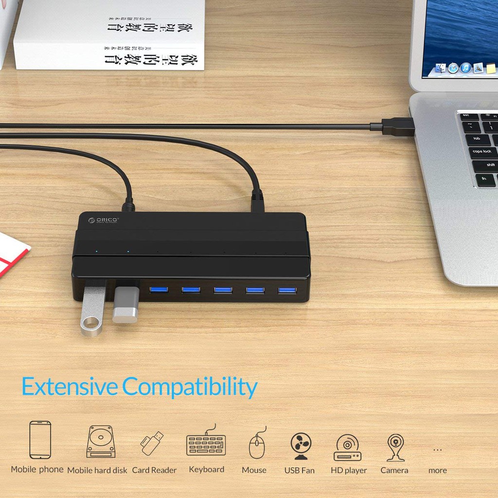 USB A 3.0 HUB ORICO 7 PORT 5GBPS ADAPTER FOR LAPTOP PC AIO MAC IMAC H7928-U3 - TERMINAL USB3.0 7 SLOT ADAPTOR H7928U3