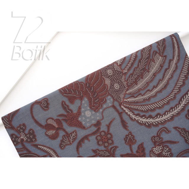 KAIN BATIK KATUN Premium Motif Burung Phoenix Warna Abu Abu Grey Gray 727092 Cap 72 Jarik Jarit Samping Kebat Panjang Batik Katun Modern Premium Bahan Seragam Batik Pernikahan Kantor Keluarga Murah Kamen Jadi Batik Bali Lembaran