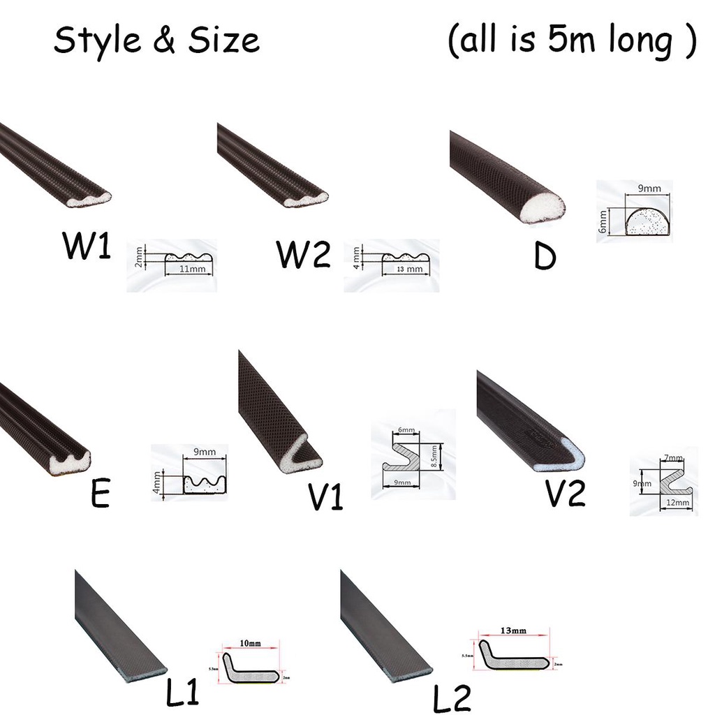 QUINTON Door Seal 5M Weather Stripping Strip Penyegel Perangkat Keras Jendela Tahan Lama