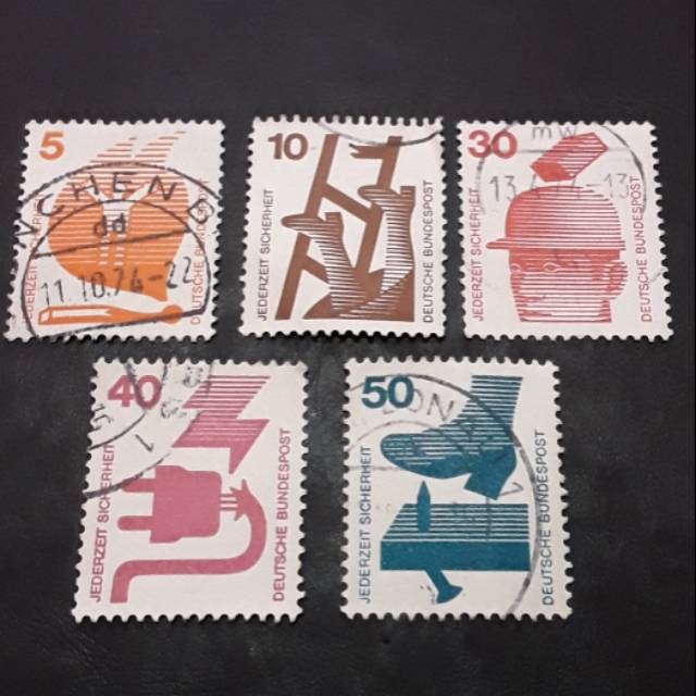 

Perangko jerman set 5 pcs seri kecelakaan kerja