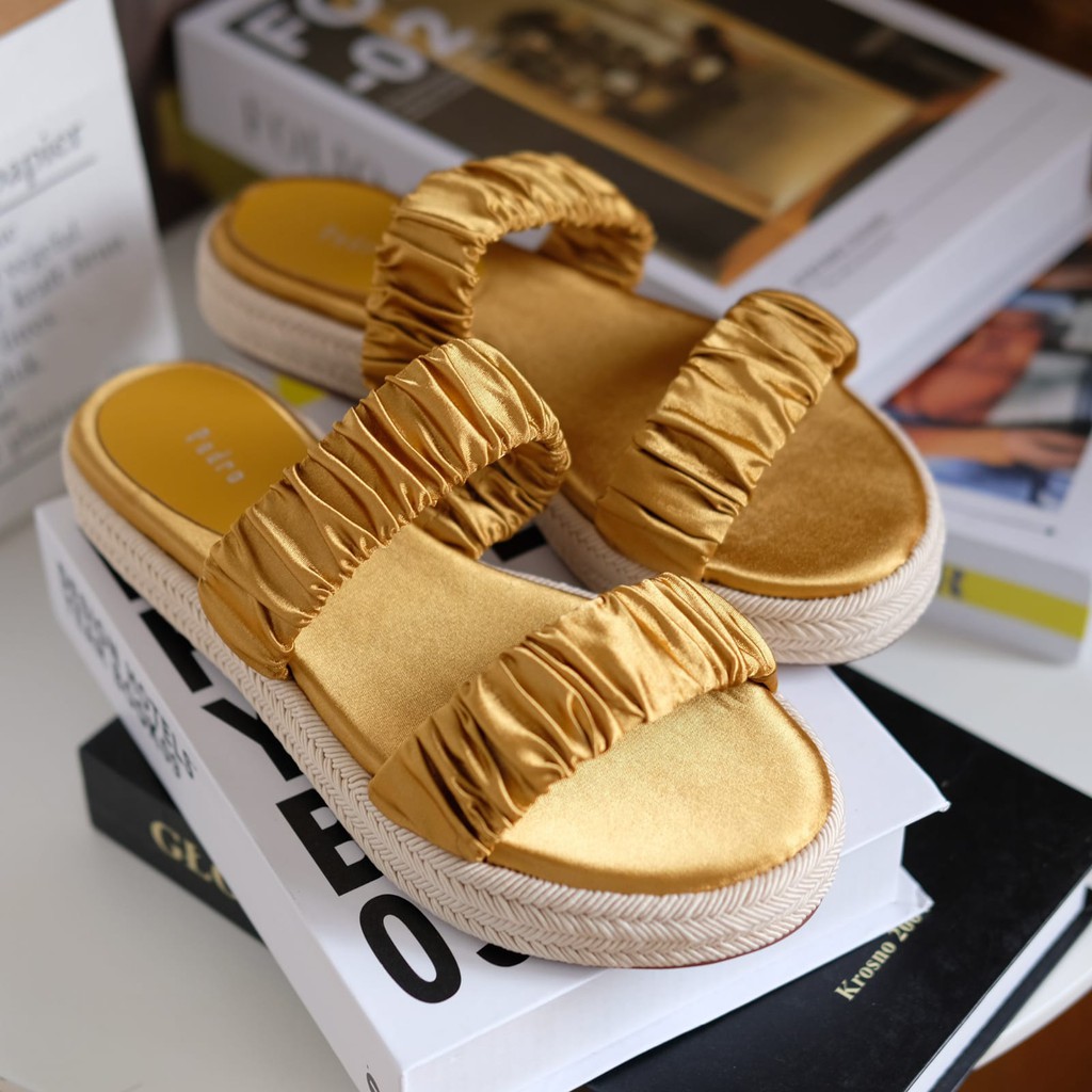 SANDAL WANITA PS086 RUCHED FLAT SENDAL PREMIUM IMPORT