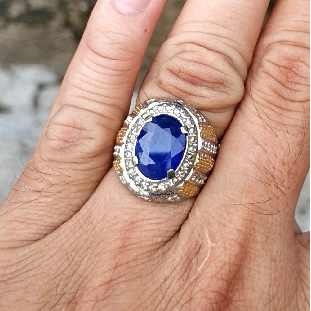 CINCIN BATU PERMATA NATURAL ROYAL BLUE SHAPPIRE CORUNDUM MINIMALIS