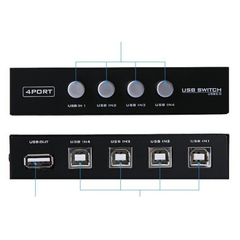 Btsg 4port USB 2.0 Share Saklar Switcher Selector Box Hub Untuk PC Scanner Printer