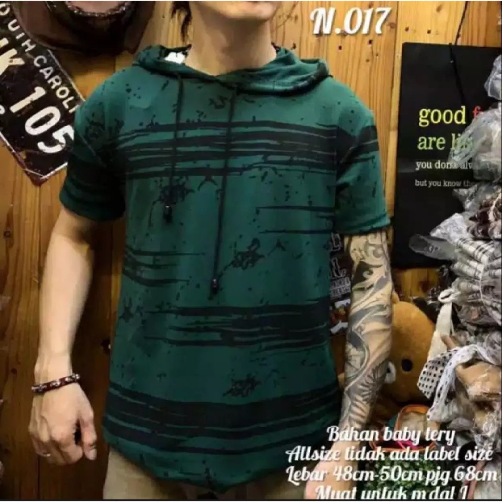 Kaos Hoodie Lengan Pendek Pria / Baju Kupluk Pria / Kaos Bertopi Lengan Pendek / Kaos Pria Terbaru
