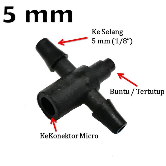 Micro Tee 5 mm Head / Micro Tee 5 mm Head Nepel Cabang 2