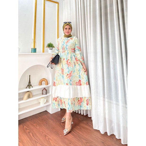 Gamis Viral Mic By Rivco // Dress Rayon Eksklusif // Dress Motif Bunga