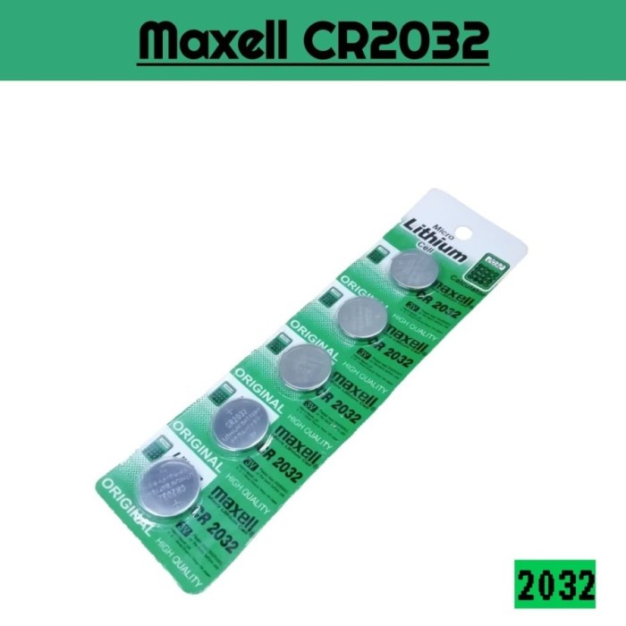 Baterai Maxell CR2032 3 Volt Coin Lithium CMOS Cell Battery CR2032 untuk jam / rtc / mainan