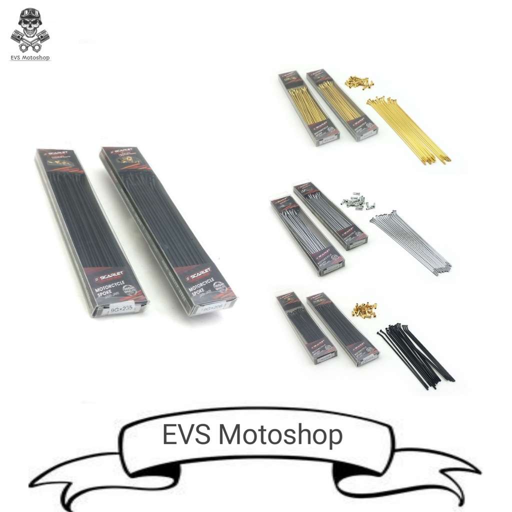 Jari Jari Motor Trail KLX WR Scarlet Racing Original Spoke Set Depan Belakang Berkualitas Ring 16/19