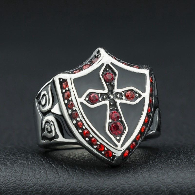 Cincin Zircon Merah Bahan Titanium Stainless Steel