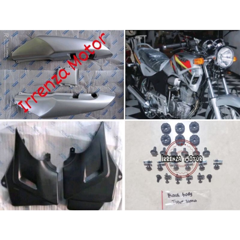 Cover body bodi belakang plus box aki Tiger lama 2000 2001 2002 2003 2004 2005 silver