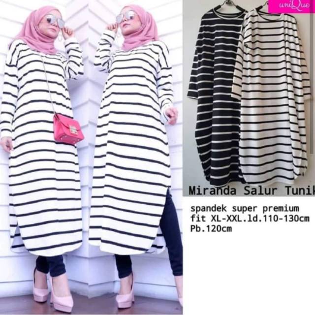 MIRANDA SALUR TUNIK pakain muslim bahan spandex fit XXL