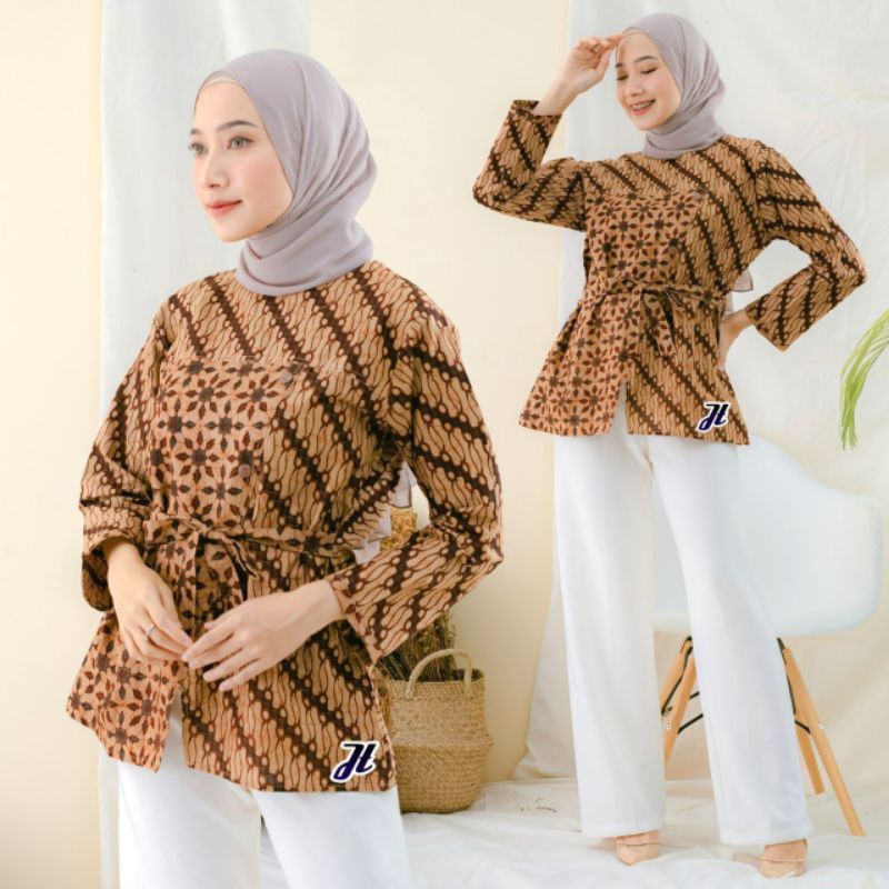 BAJU BATIK WANITA MODERN MONALISA GENES M,L,XL asli PEKALONGAN