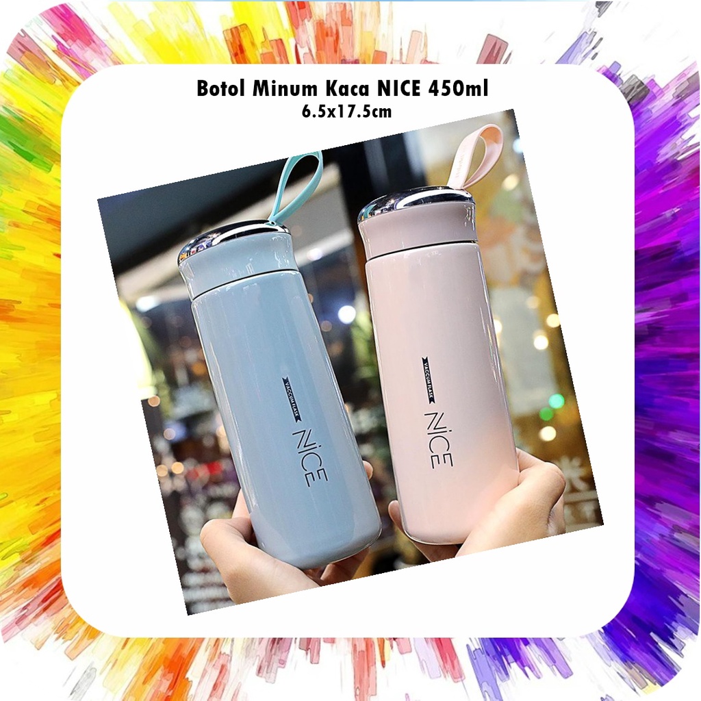 BTL005M Botol Minum Kaca NICE/Botol Minum Tenteng 450ml