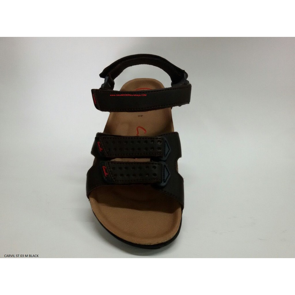 CARVIL ST 03 M BLACK no 43 sandal footbeed pria casual sopan flip flo