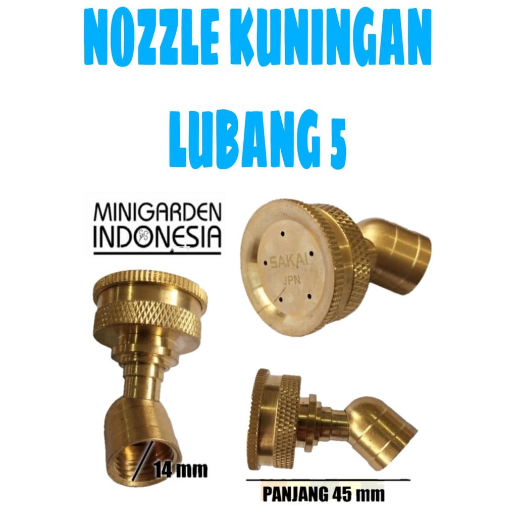 NOZZLE KUNINGAN SAKAI LUBANG 5 kepala nozel spuyer sprayer elektrik