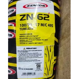 Ban Motor Tubeless Zeneos ukuran 100/70-17 ZN 62