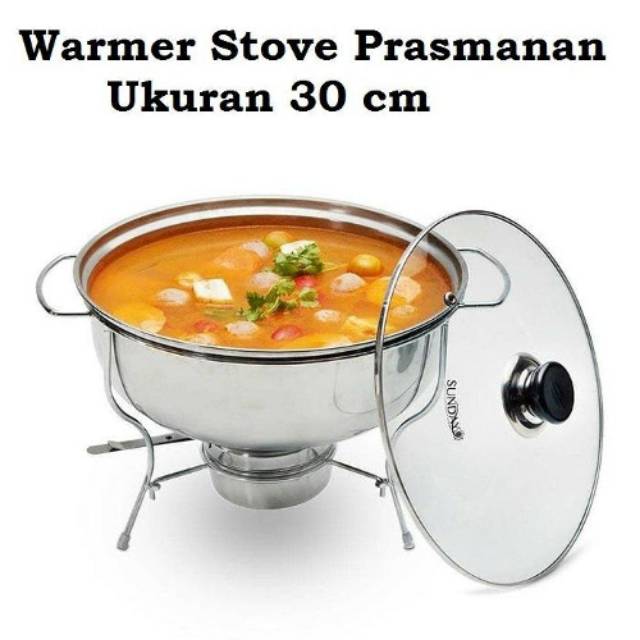 Pemanas makanan prasmanan warmer stove prasmanan bulat stainless tempat makanan prasmanan panci