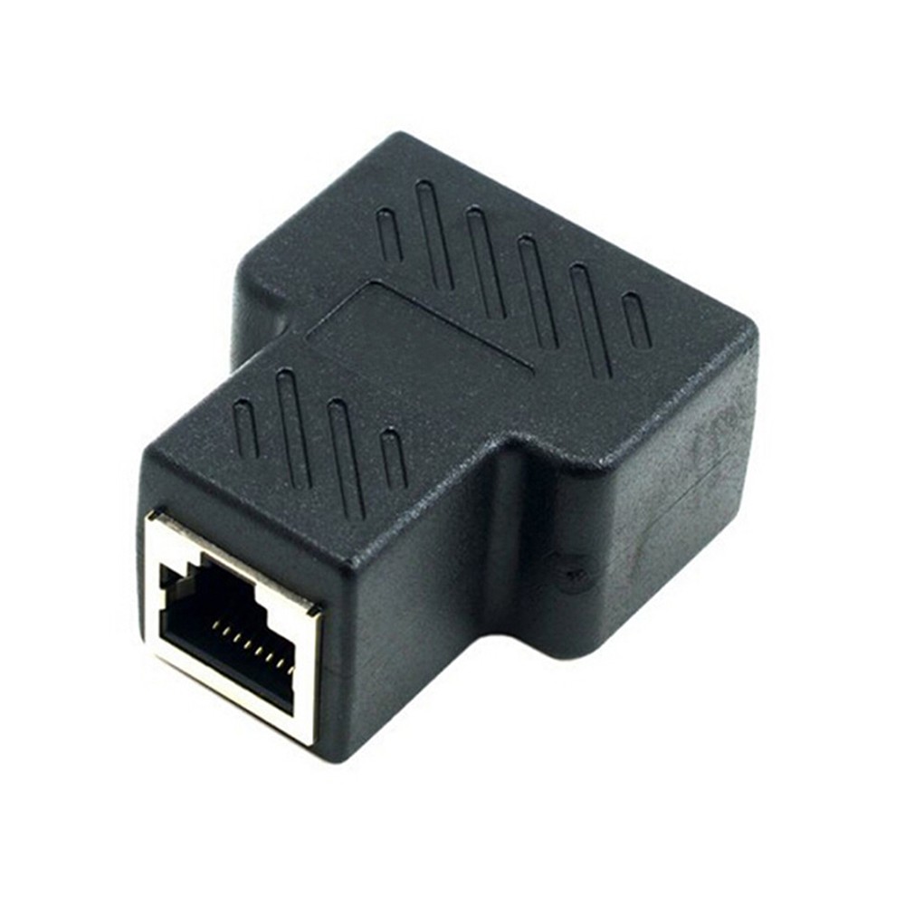 RJ45 LAN Ethernet Network Connector Splitter 1 to 2 - DN0190 - Black