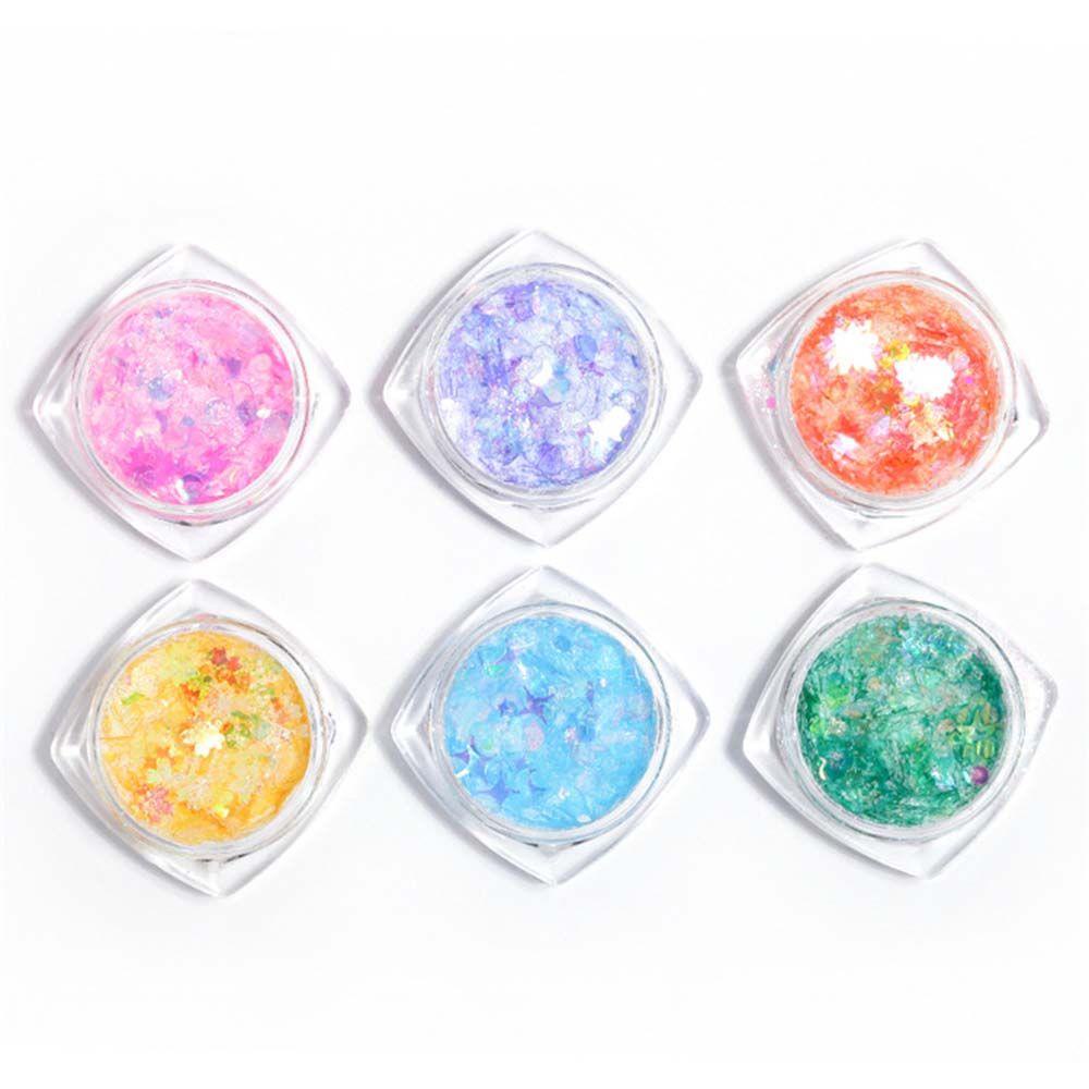 AUGUSTINA Agustina Dekorasi Nail Art Fashion Warna Campur Bintang Sequin Laser Flakes DIY Nail Art Stickers